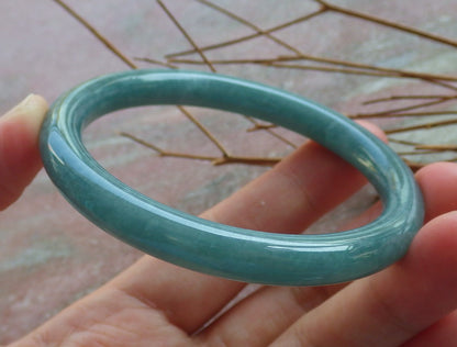 Certified Hand Carved Green 100% Natural Myanmar Burma A JADE Circle Jadeite Bracelet Bangle 56mm