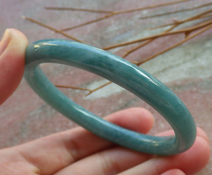 Certified Hand Carved Green 100% Natural Myanmar Burma A JADE Circle Jadeite Bracelet Bangle 56mm