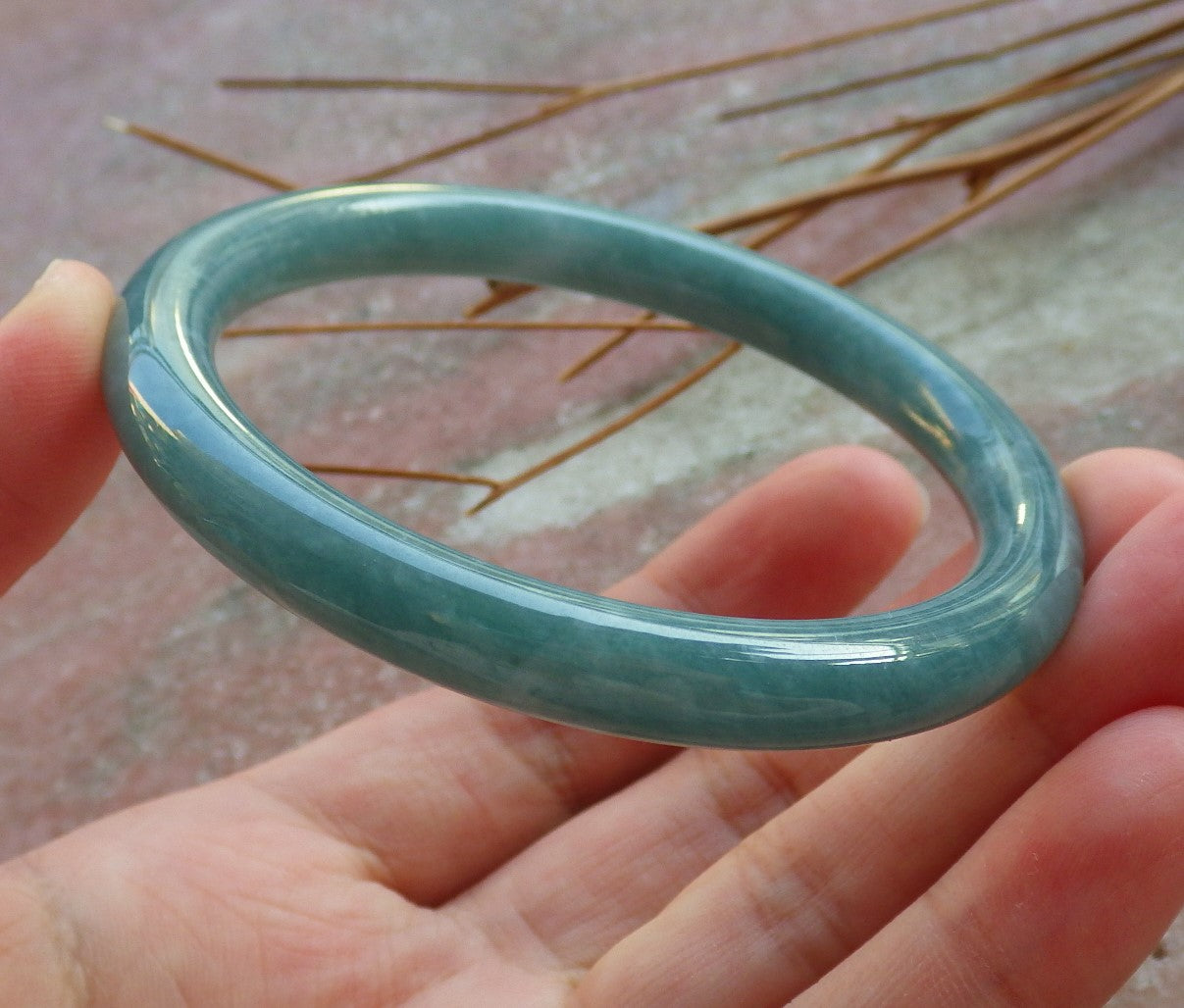Certified Hand Carved Green 100% Natural Myanmar Burma A JADE Circle Jadeite Bracelet Bangle 56mm