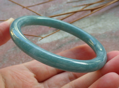 Certified Hand Carved Green 100% Natural Myanmar Burma A JADE Circle Jadeite Bracelet Bangle 56mm