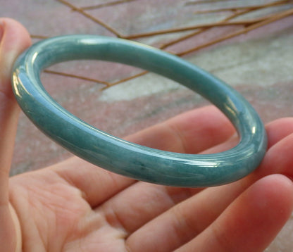Certified Hand Carved Green 100% Natural Myanmar Burma A JADE Circle Jadeite Bracelet Bangle 56mm