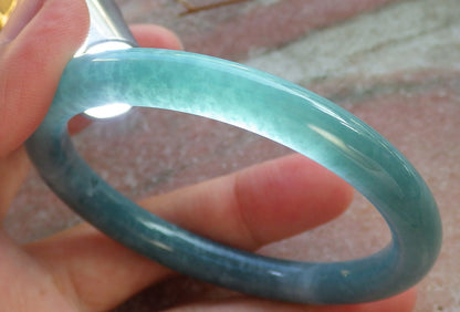 Certified Hand Carved Green Natural Myanmar Burma A JADE Circle Jadeite Bracelet Bangle 56mm