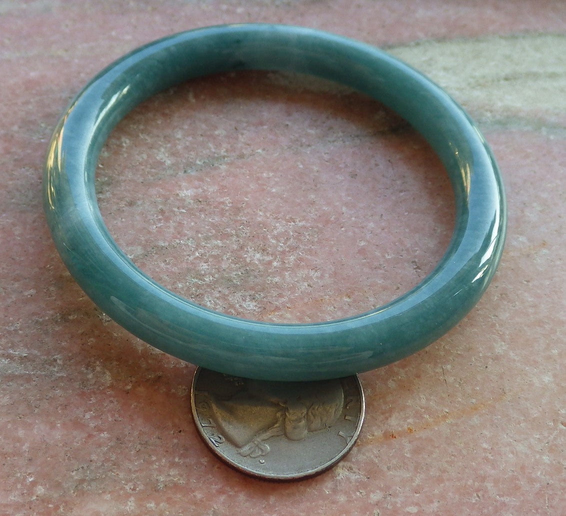 Certified Hand Carved Green Natural Myanmar Burma A JADE Circle Jadeite Bracelet Bangle 56mm