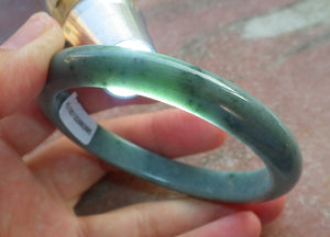 Certified Hand Carved Green Natural Myanmar Burma A JADE Circle Jadeite Bracelet Bangle 57mm