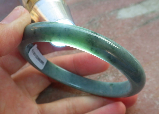 Certified Hand Carved Green Natural Myanmar Burma A JADE Circle Jadeite Bracelet Bangle 57mm