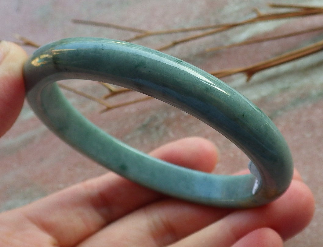 Certified Hand Carved Green Natural Myanmar Burma A JADE Circle Jadeite Bracelet Bangle 57mm