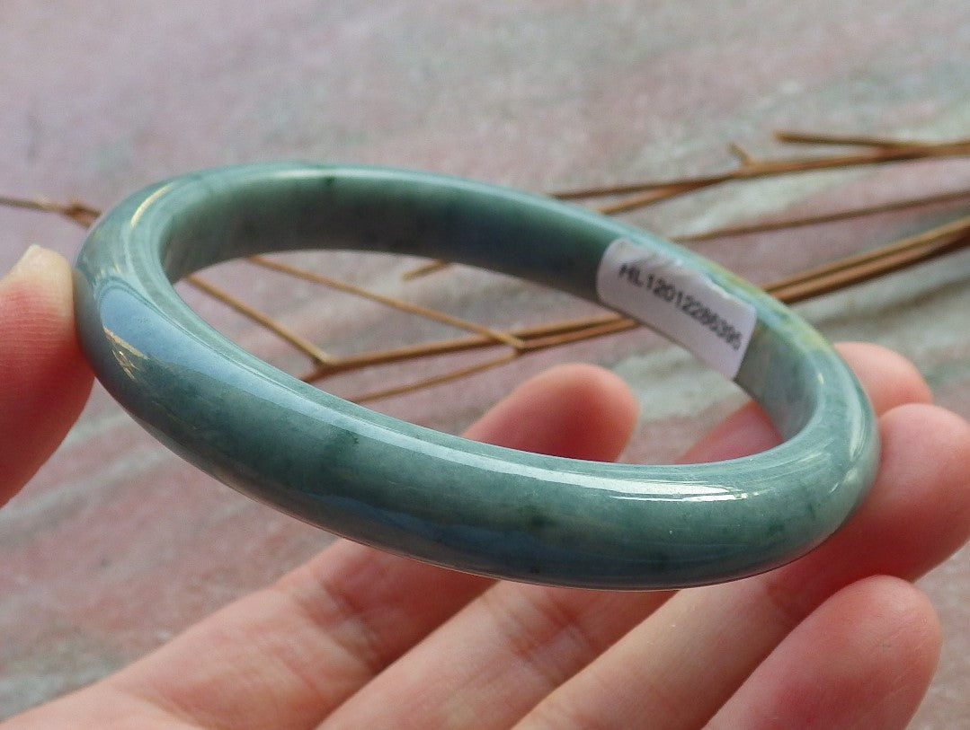 Certified Hand Carved Green Natural Myanmar Burma A JADE Circle Jadeite Bracelet Bangle 57mm