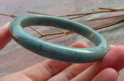 Certified Hand Carved Green Natural Myanmar Burma A JADE Circle Jadeite Bracelet Bangle 57mm