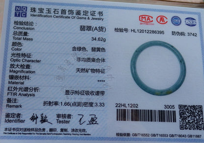 Certified Hand Carved Green Natural Myanmar Burma A JADE Circle Jadeite Bracelet Bangle 57mm