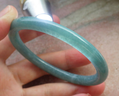 Certified Hand Carved Green Natural Myanmar Burma A JADE Circle Jadeite Bracelet Bangle 56mm