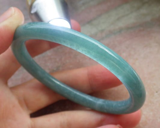 Certified Hand Carved Green Natural Myanmar Burma A JADE Circle Jadeite Bracelet Bangle 56mm