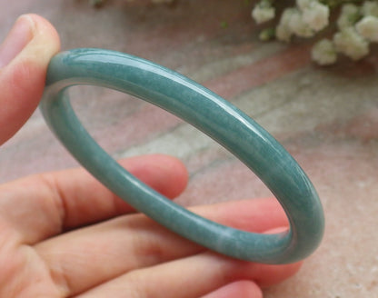 Certified Hand Carved Green Natural Myanmar Burma A JADE Circle Jadeite Bracelet Bangle 56mm
