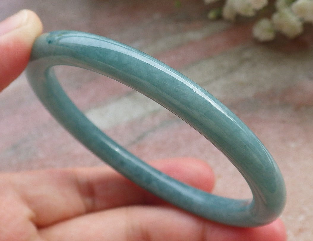 Certified Hand Carved Green Natural Myanmar Burma A JADE Circle Jadeite Bracelet Bangle 56mm