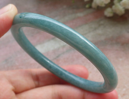 Certified Hand Carved Green Natural Myanmar Burma A JADE Circle Jadeite Bracelet Bangle 56mm