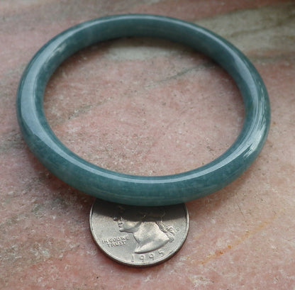 Certified Hand Carved Green Natural Myanmar Burma A JADE Circle Jadeite Bracelet Bangle 56mm