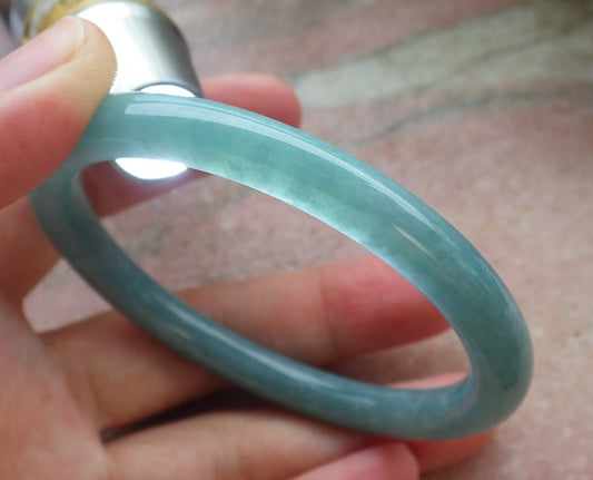 Certified Hand Carved Green Natural Myanmar Burma A JADE Circle Jadeite Bracelet Bangle 56mm