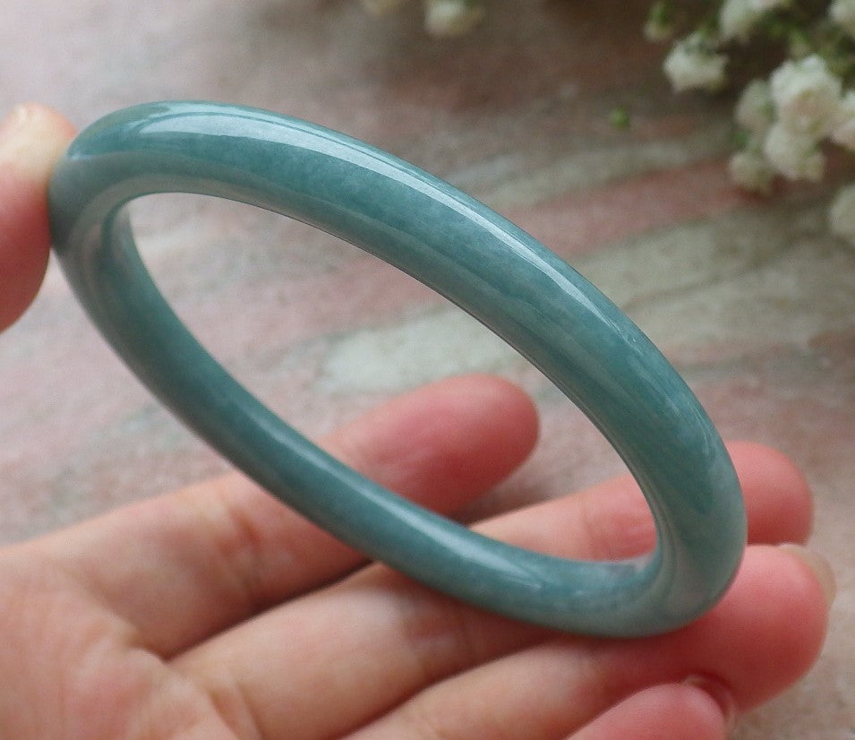 Certified Hand Carved Green Natural Myanmar Burma A JADE Circle Jadeite Bracelet Bangle 56mm