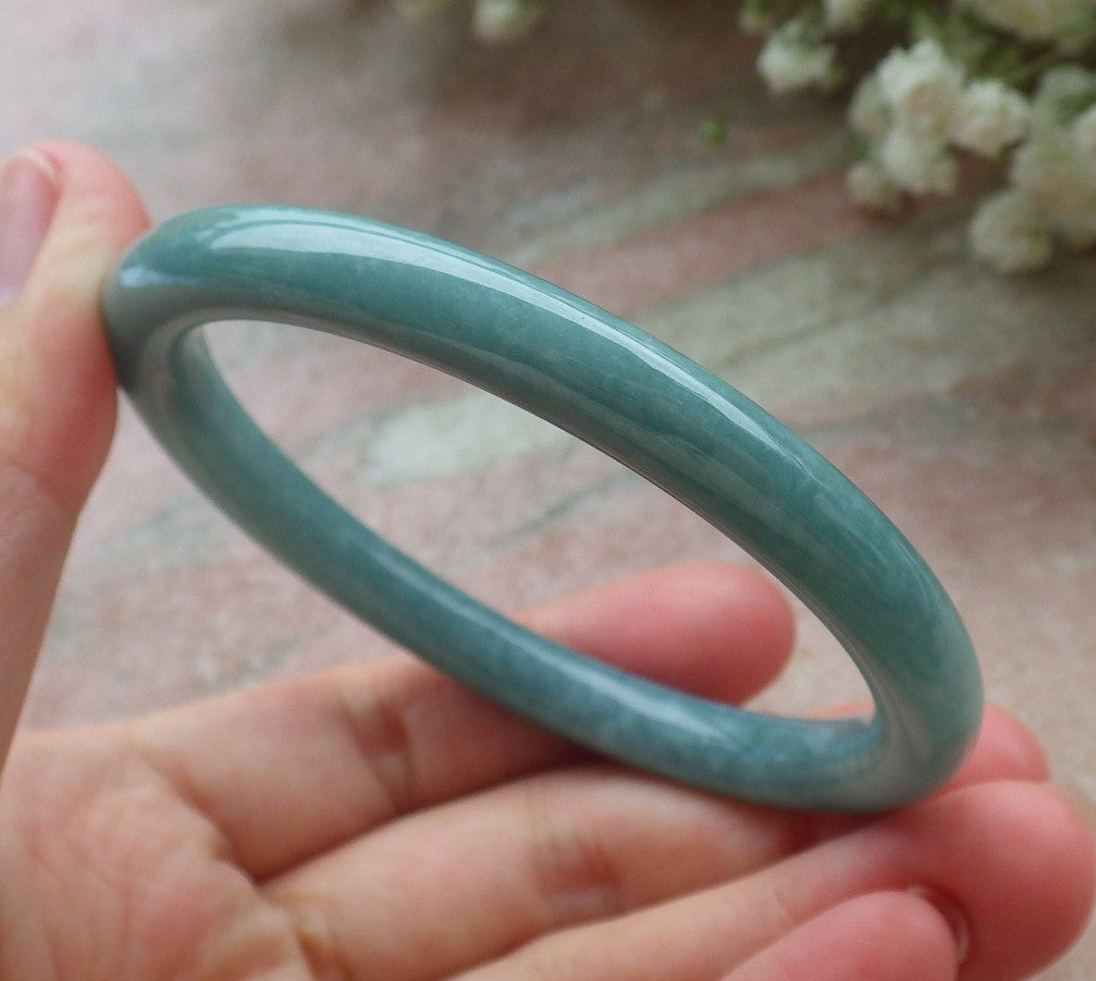 Certified Hand Carved Green Natural Myanmar Burma A JADE Circle Jadeite Bracelet Bangle 56mm