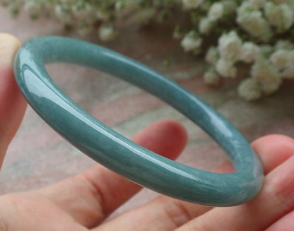 Certified Hand Carved Green Natural Myanmar Burma A JADE Circle Jadeite Bracelet Bangle 56mm