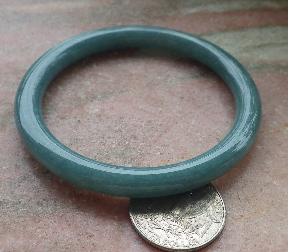 Certified Hand Carved Green Natural Myanmar Burma A JADE Circle Jadeite Bracelet Bangle 56mm