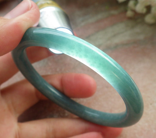 Certified Hand Carved Green Natural Myanmar Burma A JADE Circle Jadeite Bracelet Bangle 56mm