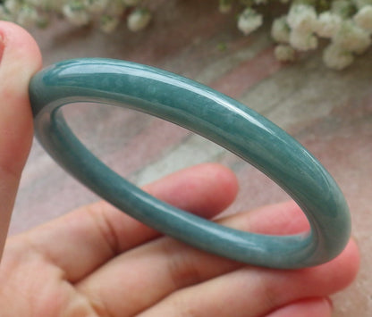 Certified Hand Carved Green Natural Myanmar Burma A JADE Circle Jadeite Bracelet Bangle 56mm