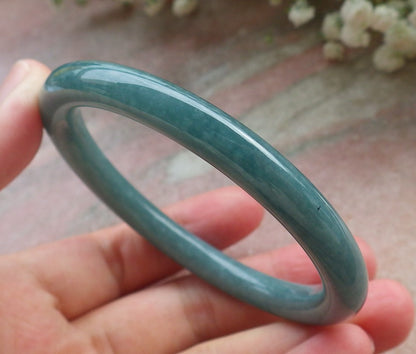 Certified Hand Carved Green Natural Myanmar Burma A JADE Circle Jadeite Bracelet Bangle 56mm