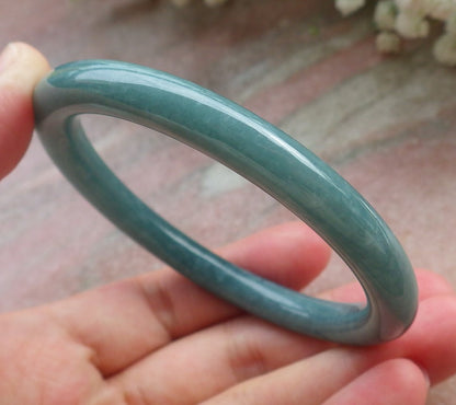 Certified Hand Carved Green Natural Myanmar Burma A JADE Circle Jadeite Bracelet Bangle 56mm
