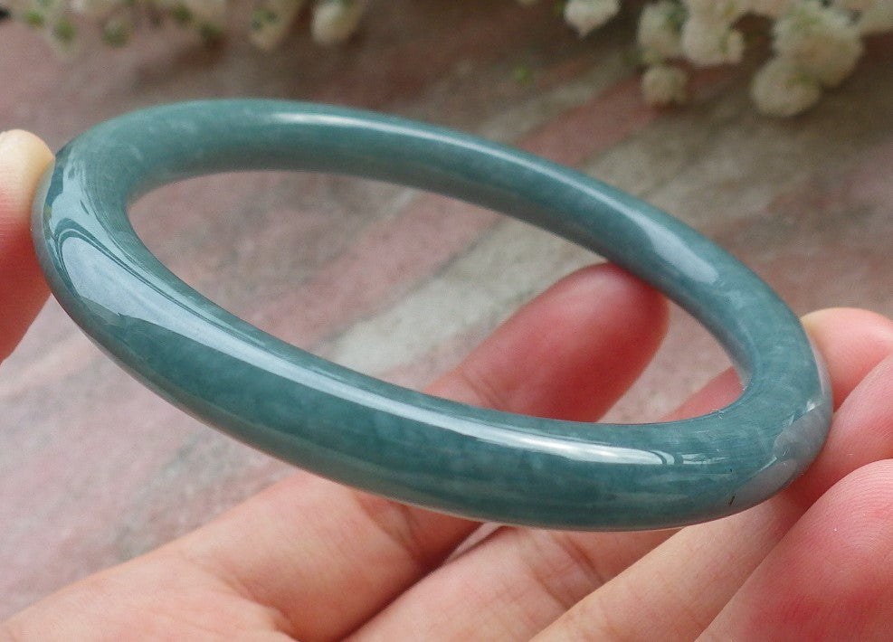 Certified Hand Carved Green Natural Myanmar Burma A JADE Circle Jadeite Bracelet Bangle 56mm