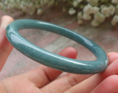 Certified Hand Carved Green Natural Myanmar Burma A JADE Circle Jadeite Bracelet Bangle 56mm