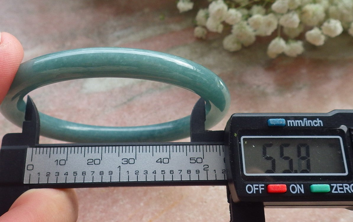 Certified Hand Carved Green Natural Myanmar Burma A JADE Circle Jadeite Bracelet Bangle 56mm