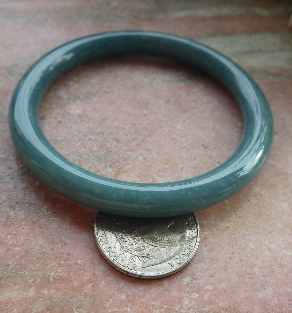 Certified Hand Carved Green Natural Myanmar Burma A JADE Circle Jadeite Bracelet Bangle 56mm