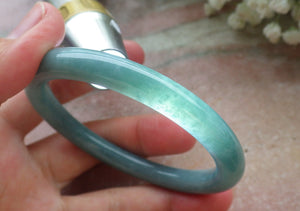 Certified Hand Carved Green 100% Natural Myanmar Burma A JADE Circle Jadeite Bracelet Bangle 56mm