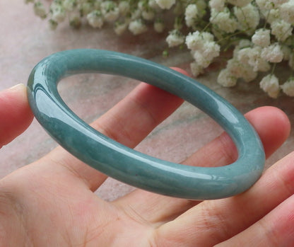 Certified Hand Carved Green 100% Natural Myanmar Burma A JADE Circle Jadeite Bracelet Bangle 56mm