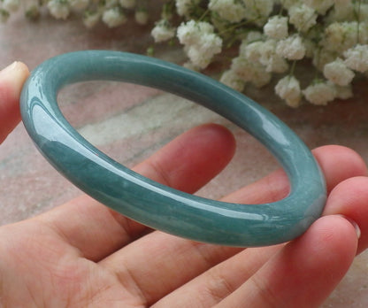 Certified Hand Carved Green 100% Natural Myanmar Burma A JADE Circle Jadeite Bracelet Bangle 56mm