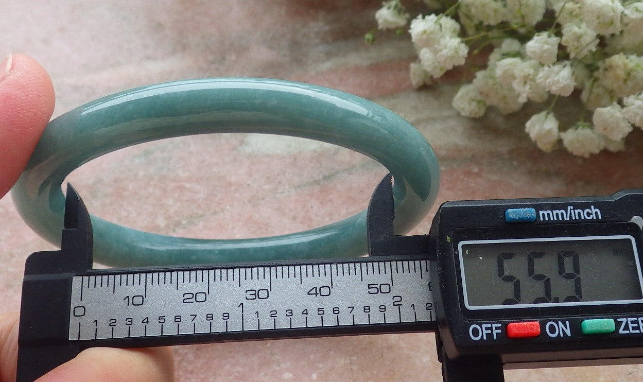 Certified Hand Carved Green 100% Natural Myanmar Burma A JADE Circle Jadeite Bracelet Bangle 56mm