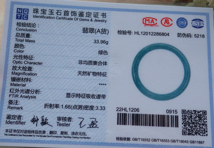 Certified Hand Carved Green 100% Natural Myanmar Burma A JADE Circle Jadeite Bracelet Bangle 56mm