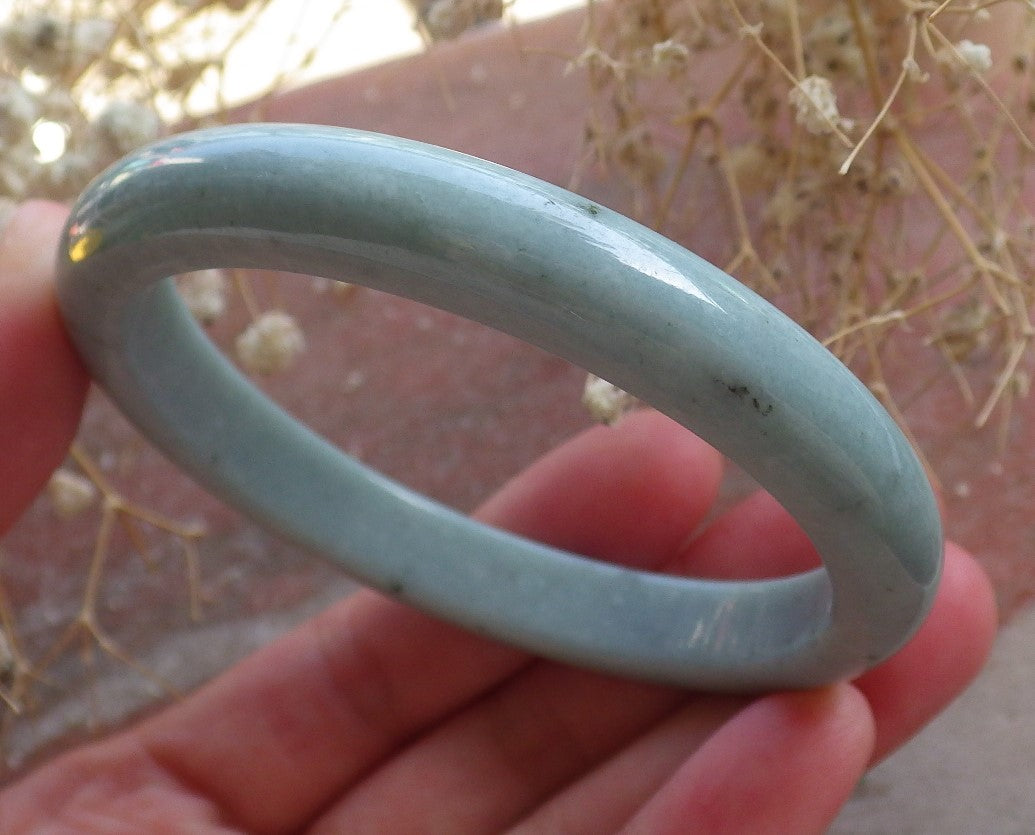 Certified Hand Carved Green Natural Myanmar Burma Grade A JADE Jadeite Circle Bangle Bracelet 57mm