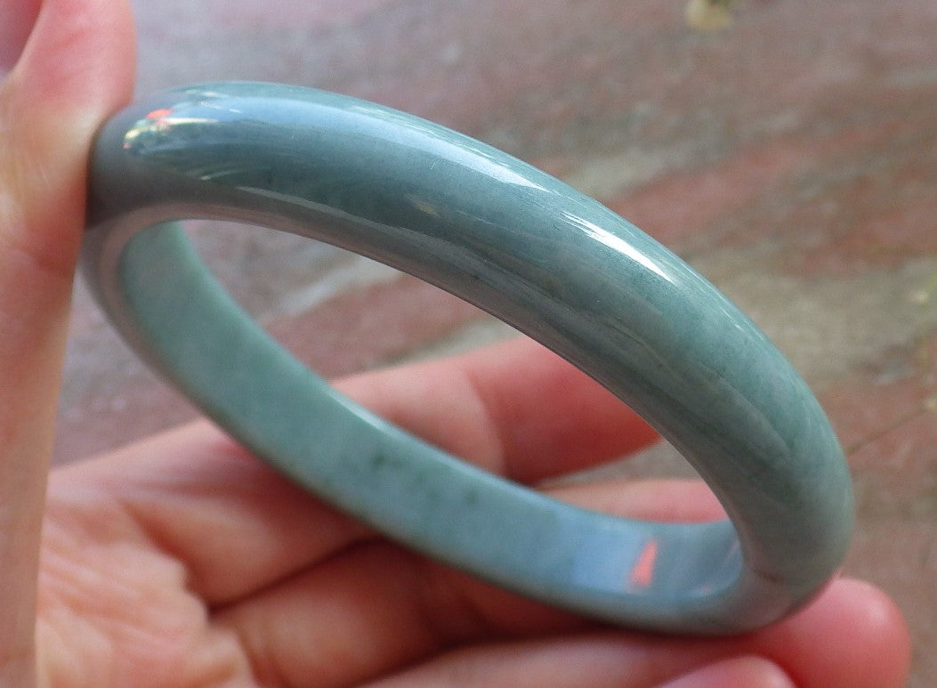 Certified Hand Carved Green Natural Myanmar Burma Grade A JADE Jadeite Circle Bangle Bracelet 57mm