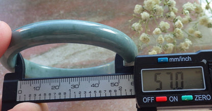 Certified Hand Carved Green Natural Myanmar Burma Grade A JADE Jadeite Circle Bangle Bracelet 57mm