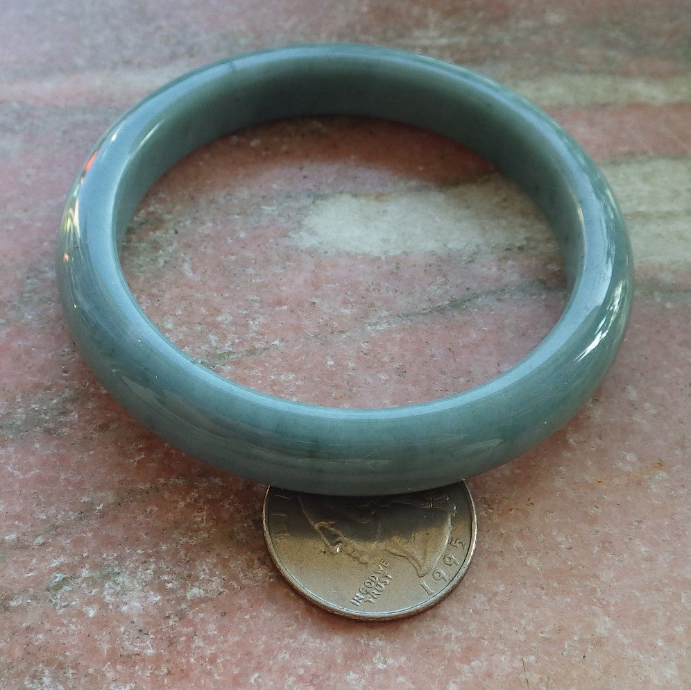 Certified Hand Carved Green Natural Myanmar Burma Grade A JADE Jadeite Circle Bangle Bracelet 57mm