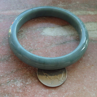 Certified Hand Carved Green Natural Myanmar Burma Grade A JADE Jadeite Circle Bangle Bracelet 57mm