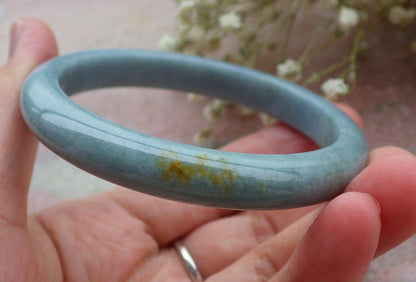 Certified Hand Carved Green Natural Myanmar Burma Grade A JADE Jadeite Circle Bangle Bracelet 57mm