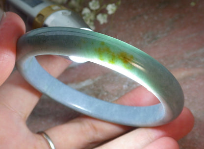 Certified Hand Carved Green Natural Myanmar Burma Grade A JADE Jadeite Circle Bangle Bracelet 57mm