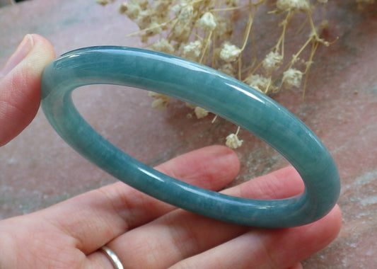 Certified Hand Carved Green Natural Myanmar Burma A JADE Jadeite Circle Bangle Bracelet 59mm