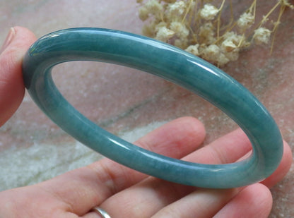 Certified Hand Carved Green Natural Myanmar Burma A JADE Jadeite Circle Bangle Bracelet 59mm