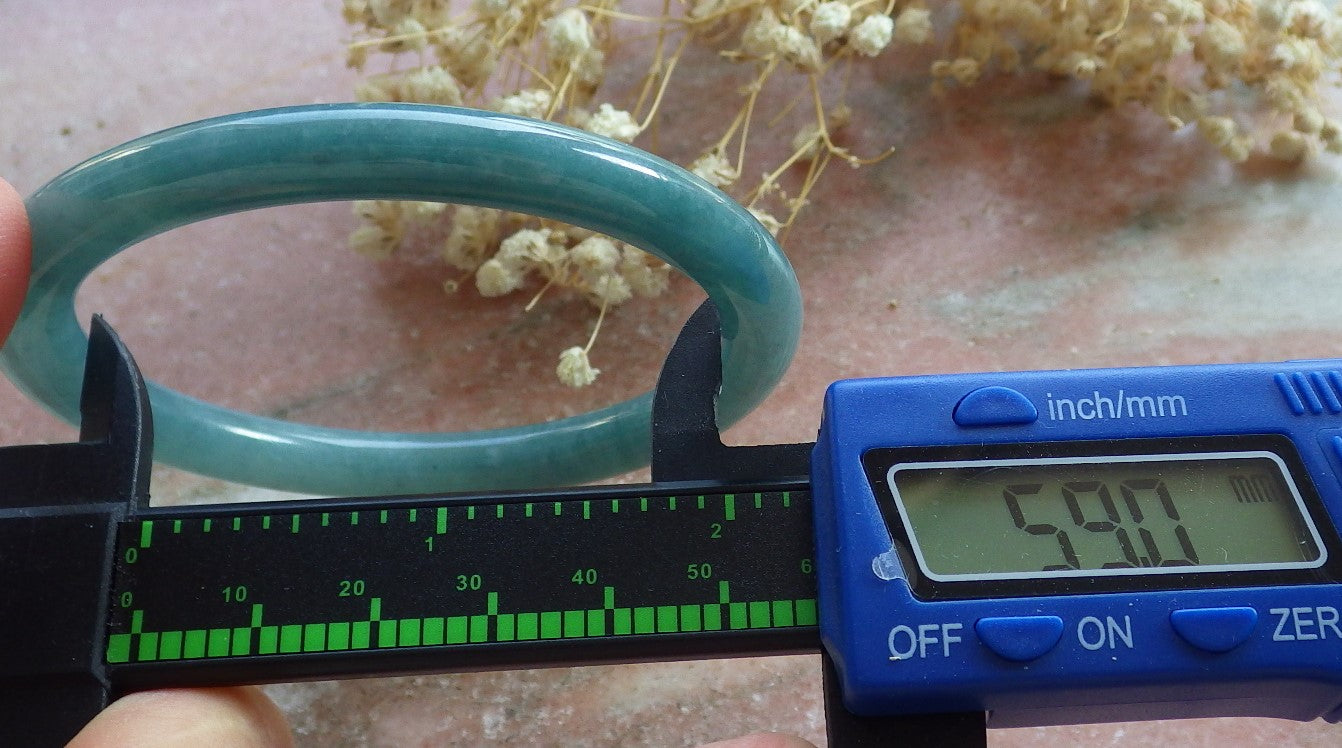 Certified Hand Carved Green Natural Myanmar Burma A JADE Jadeite Circle Bangle Bracelet 59mm