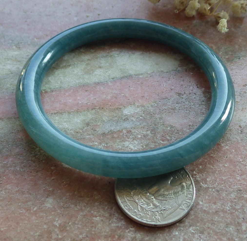 Certified Hand Carved Green Natural Myanmar Burma A JADE Jadeite Circle Bangle Bracelet 59mm
