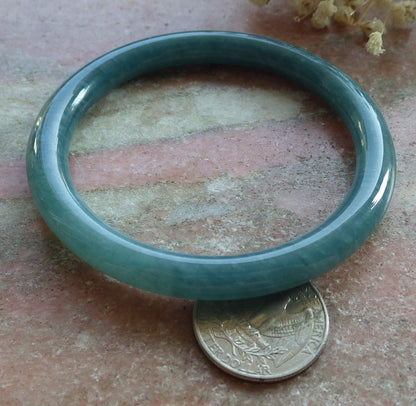 Certified Hand Carved Green Natural Myanmar Burma A JADE Jadeite Circle Bangle Bracelet 59mm