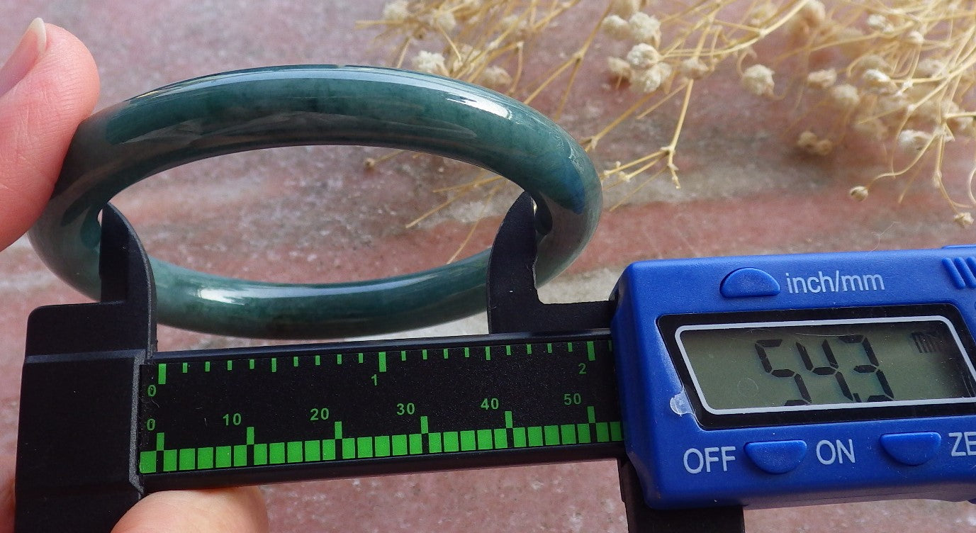 Certified Hand Carved Green Natural Myanmar Burma A JADE Circle Jadeite Bangle Bracelet 54mm